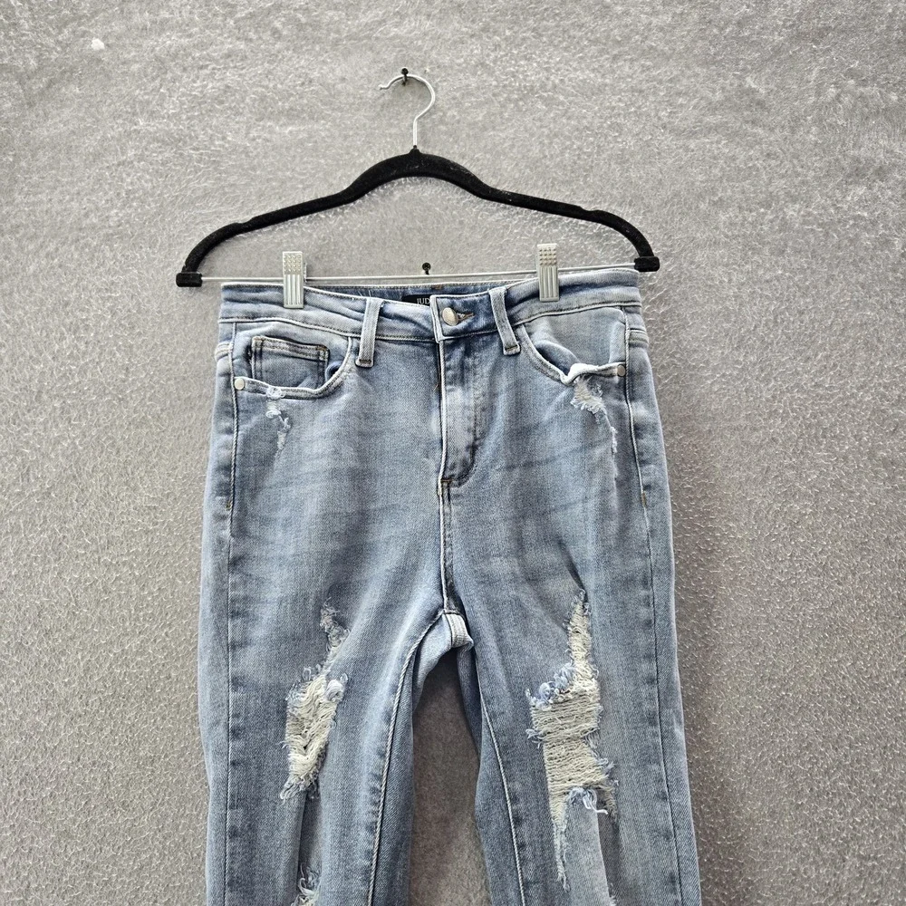 Judy Blue Women Jeans 5/27 Light Denim JB8814‎ Skinny Distressed Raw Hem
